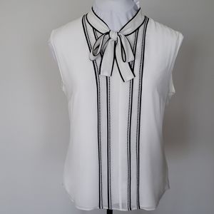 White House Black Market  blouse with bow at V nec